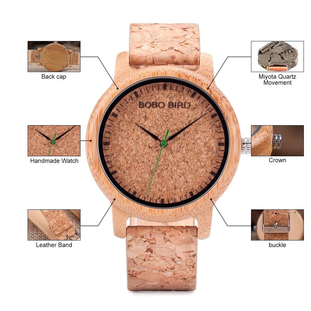 Casual Wooden Watch with Leather Strap
