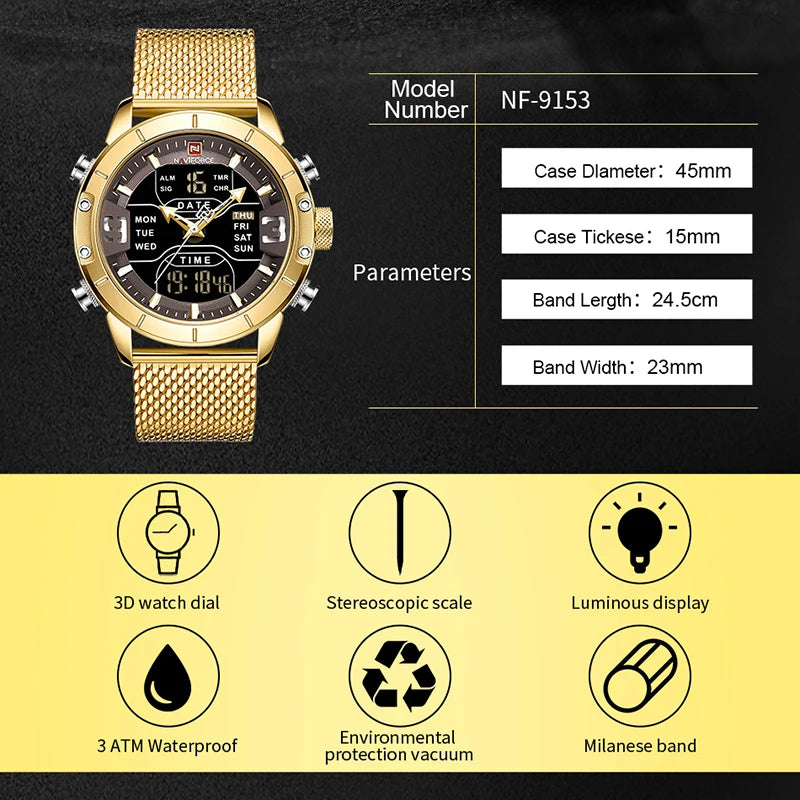 Classic Retro Watch with Stainless Steel Mesh