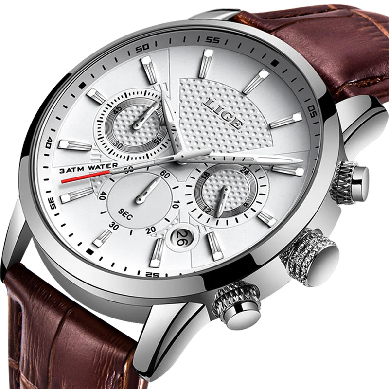 Casual Quartz Watch with Leather Strap