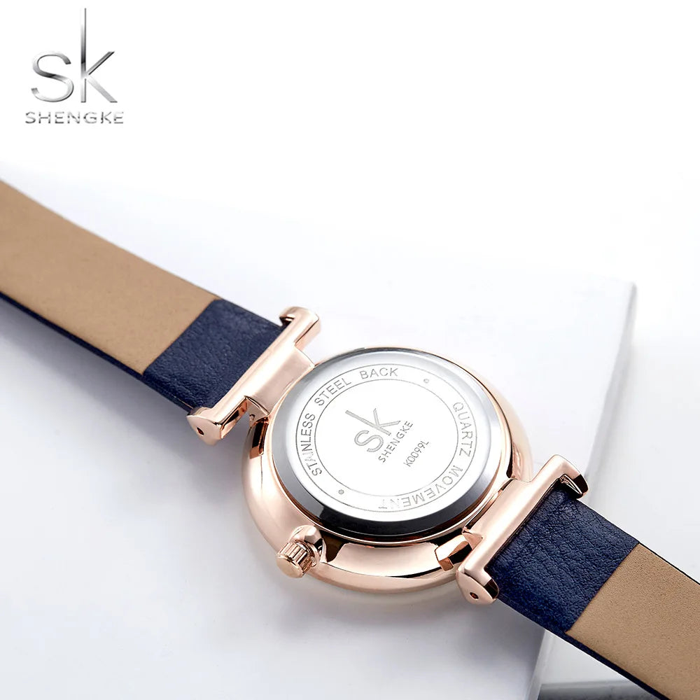 Blue Quartz Watch with Leather Strap