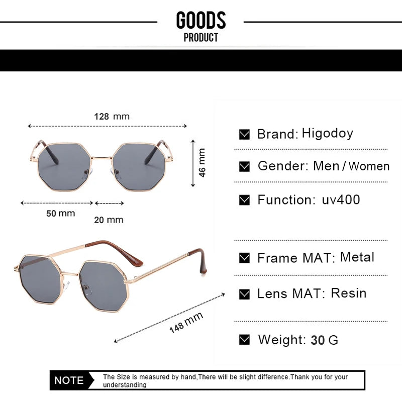 Vintage Octagon Metal Sunglasses