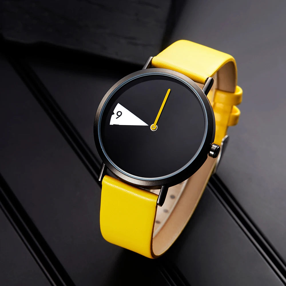 Stylish Watch with Yellow Leather
