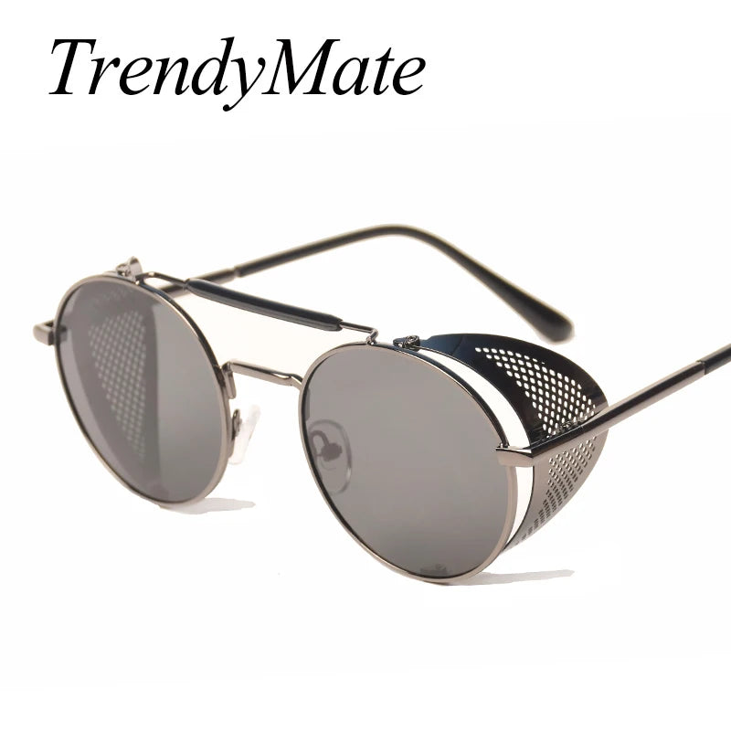Retro Round UV400 Steampunk Sunglasses