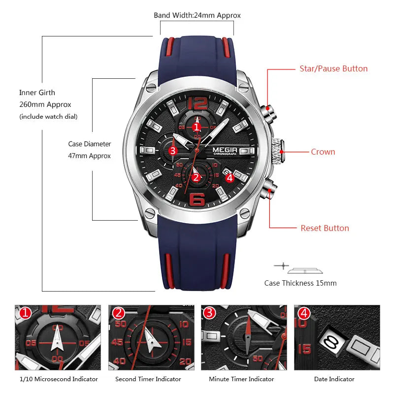 Chronograph Analog Luminous Quartz Watch with Date