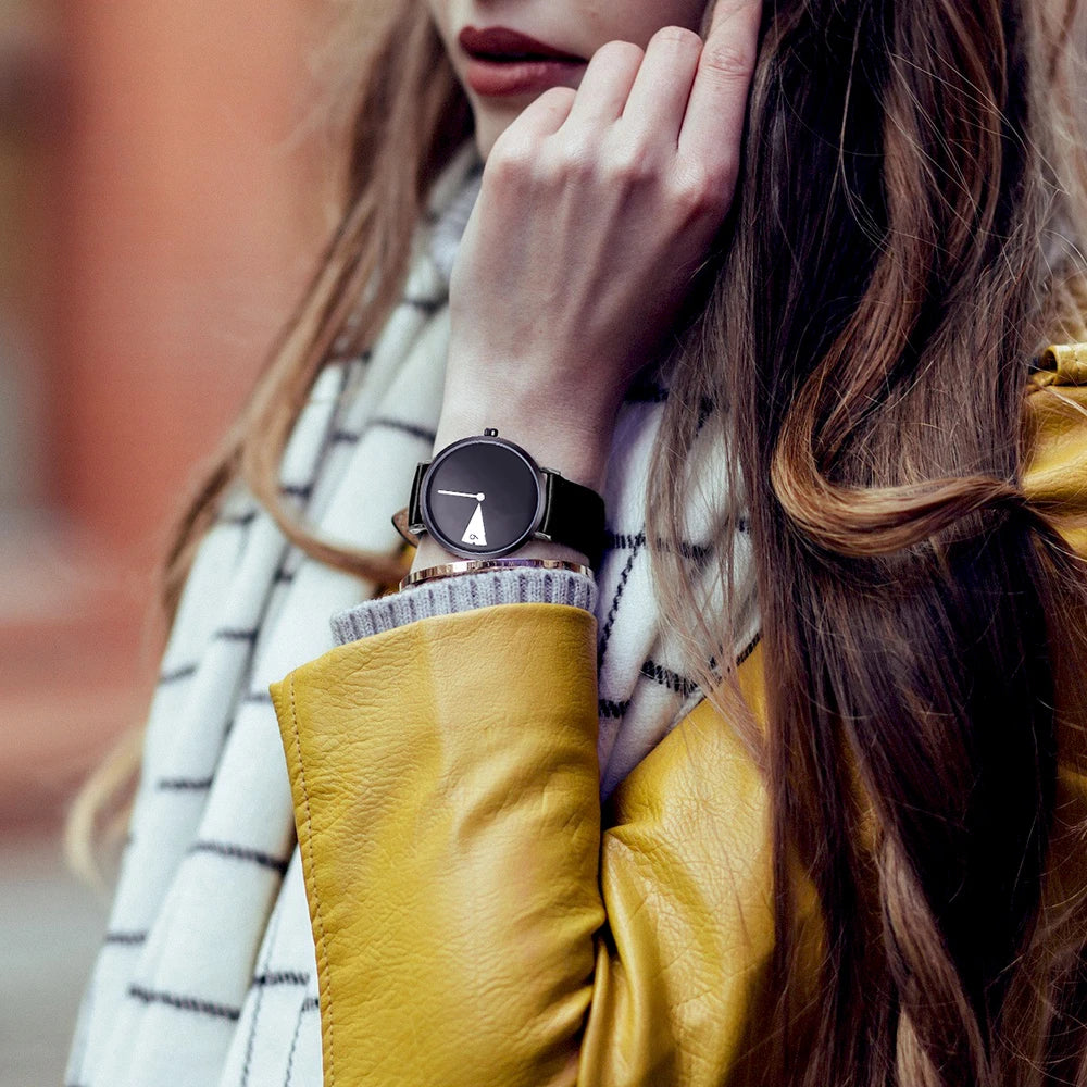 Stylish Watch with Yellow Leather