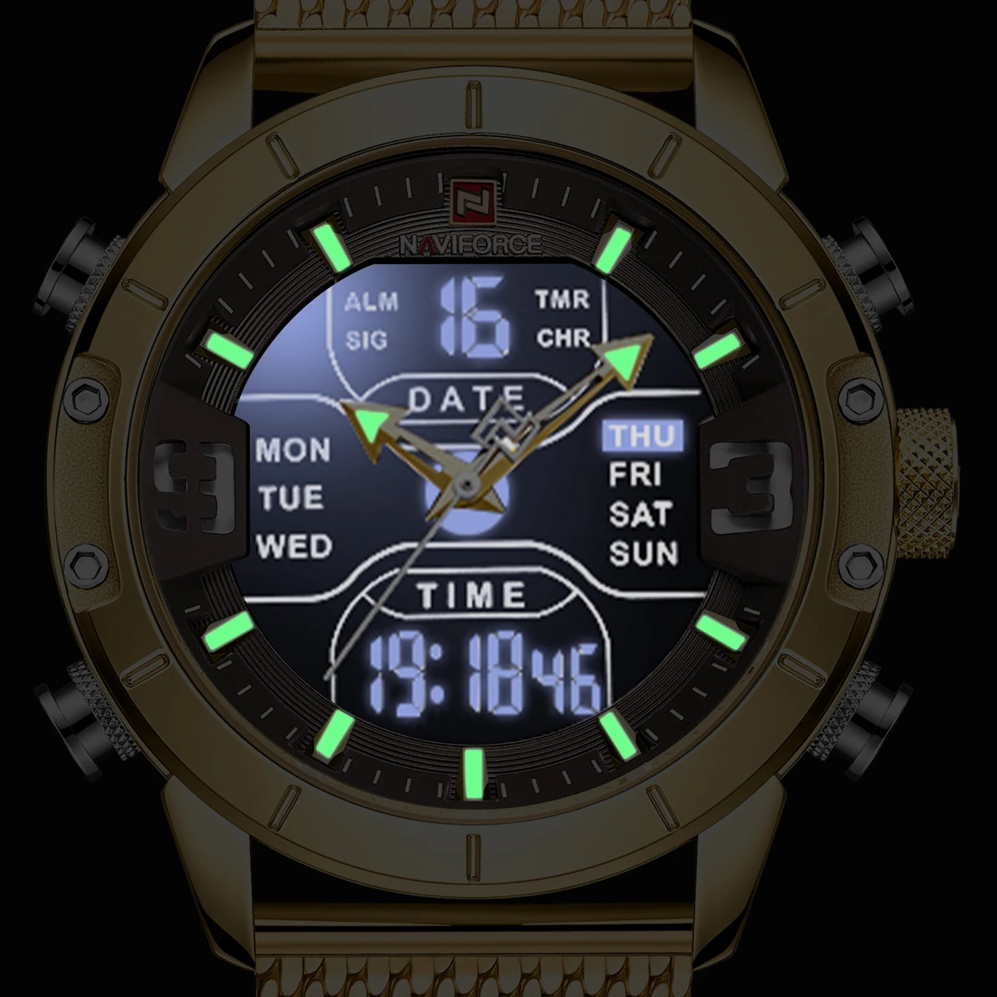 Classic Retro Watch with Stainless Steel Mesh