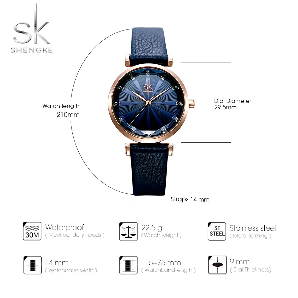Blue Quartz Watch with Leather Strap
