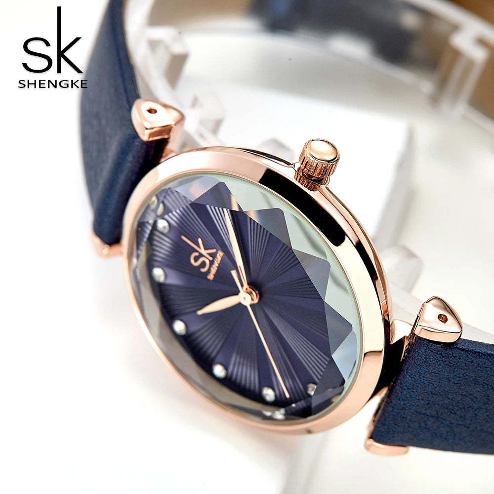 Blue Quartz Watch with Leather Strap