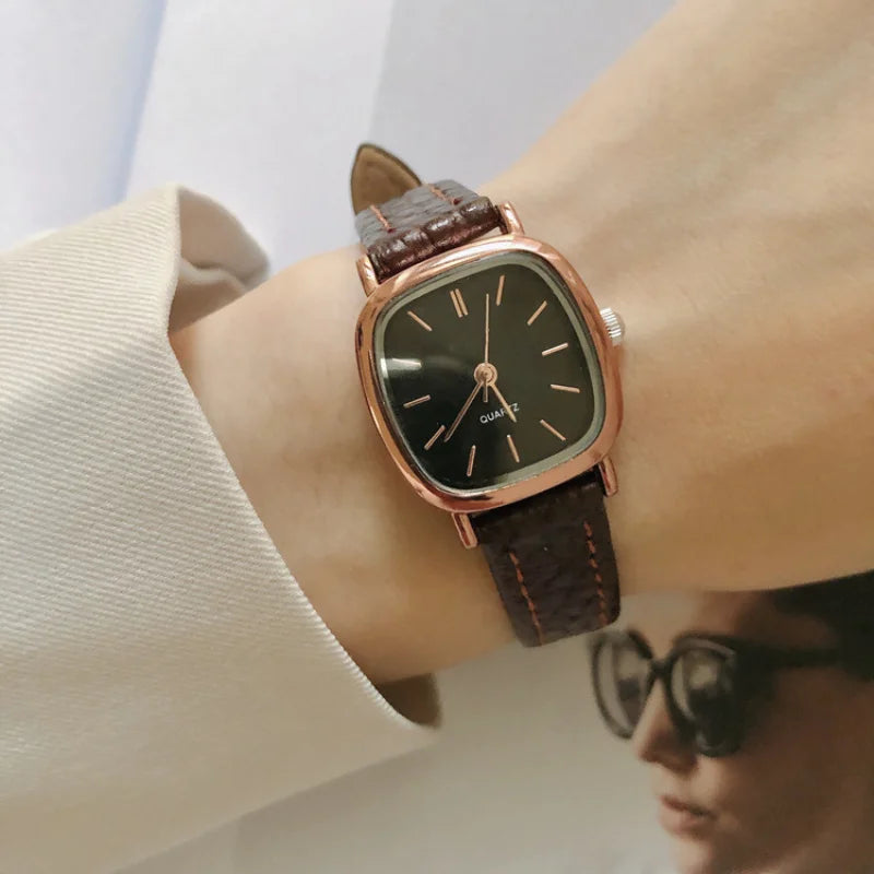 Vintage Leather Retro Brown Women Watch