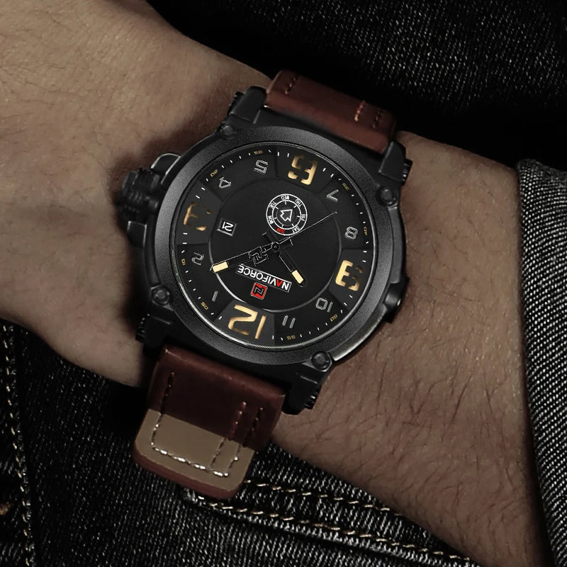 Top Luxury Leather Strap Sports Watch