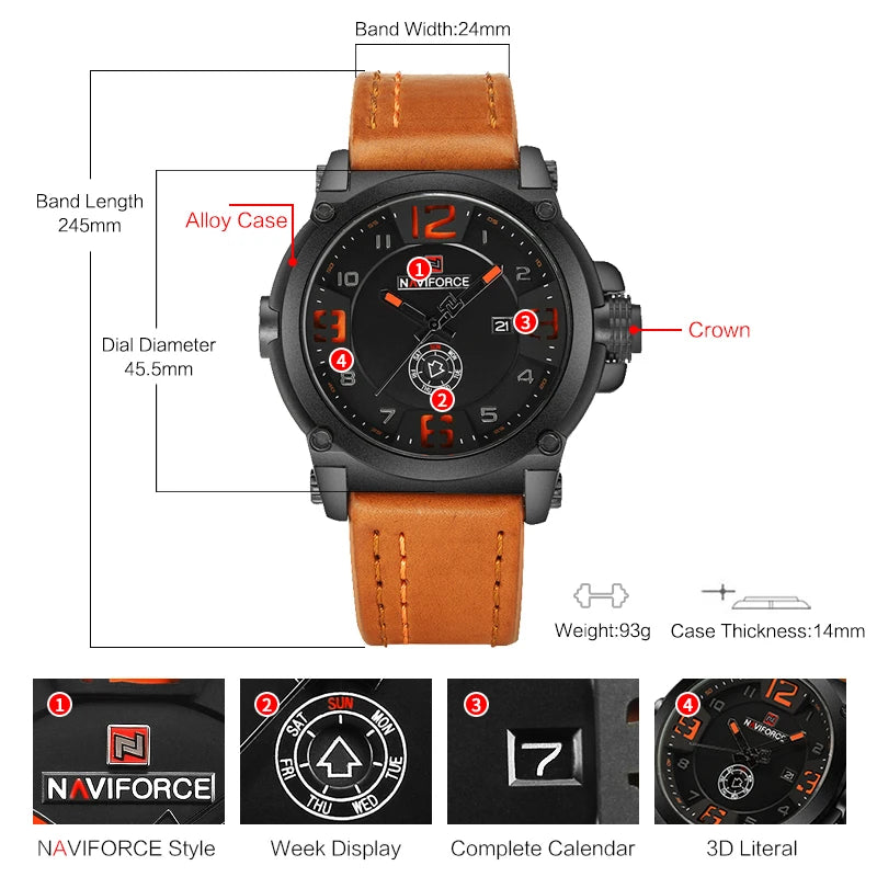 Top Luxury Leather Strap Sports Watch