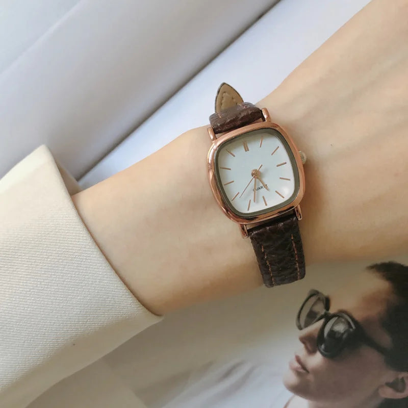 Vintage Leather Retro Brown Women Watch