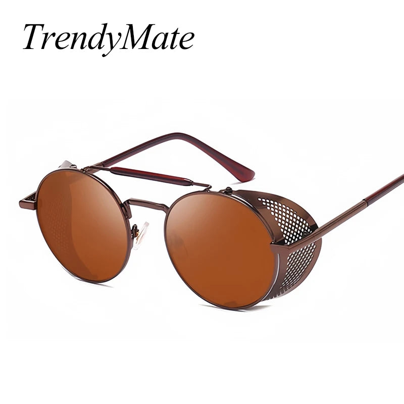 Retro Round UV400 Steampunk Sunglasses