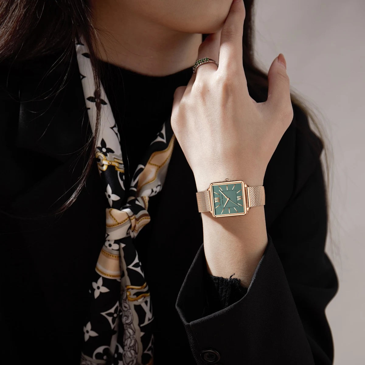 Green Dial Roman Square Watch
