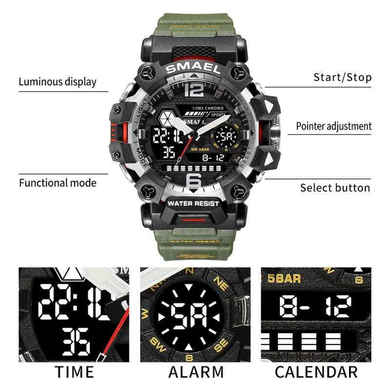 Dual Display Waterproof Sports Watch
