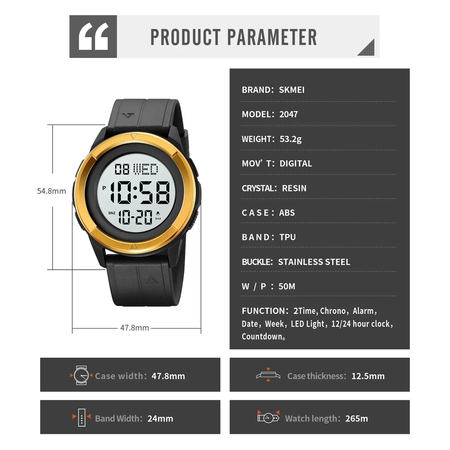 Waterproof Digital Chronograph Watch