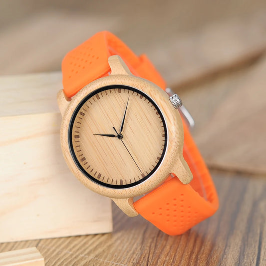 Casual Wooden Watch with Leather Strap