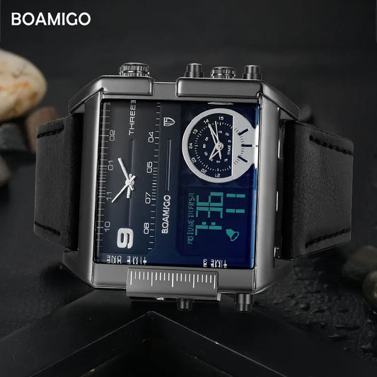 3 Time Zone Classy Watch with Leather Strap