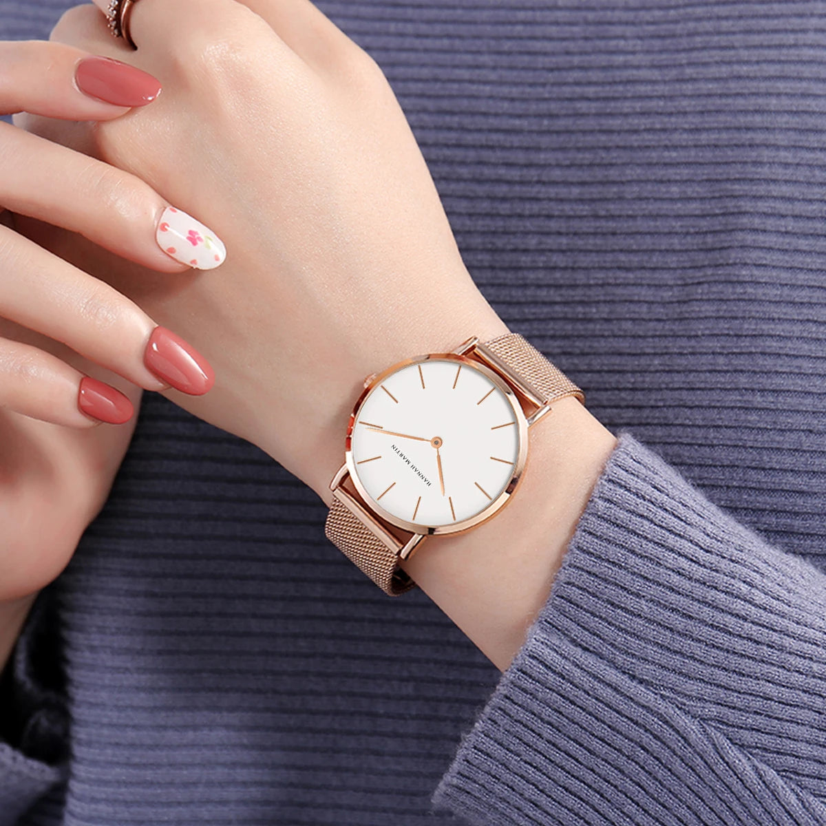 Stainless Steel Mesh Rose Gold Watch